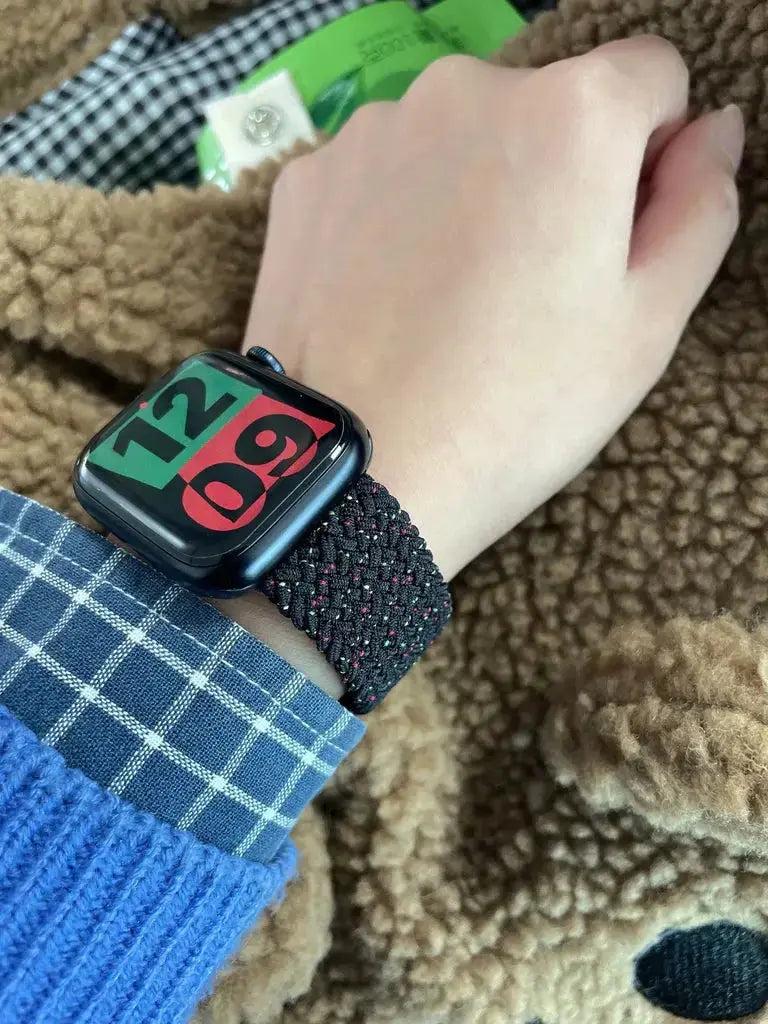 Braided Solo Loop Band for Apple Watch shown on wrist, combining style and comfort for everyday wear at TrendyStraps.