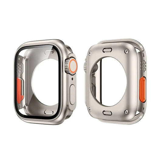 Ultra Convertible Apple Watch Case with built-in screen protector, durable PC material, and protective design.