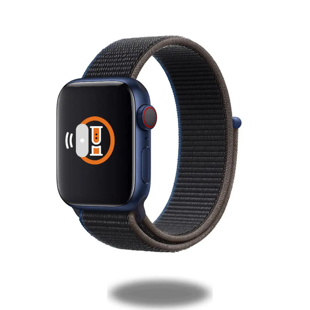 Sport Loop Band for Apple Watch, durable woven nylon in black, comfortable fit for 38mm/40mm/41mm wrists.