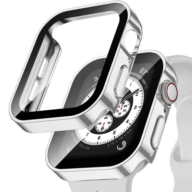 Superstylish water-resistant case for Apple Watch with ultra-thin design and screen protector, showing perfect fit and access to controls.