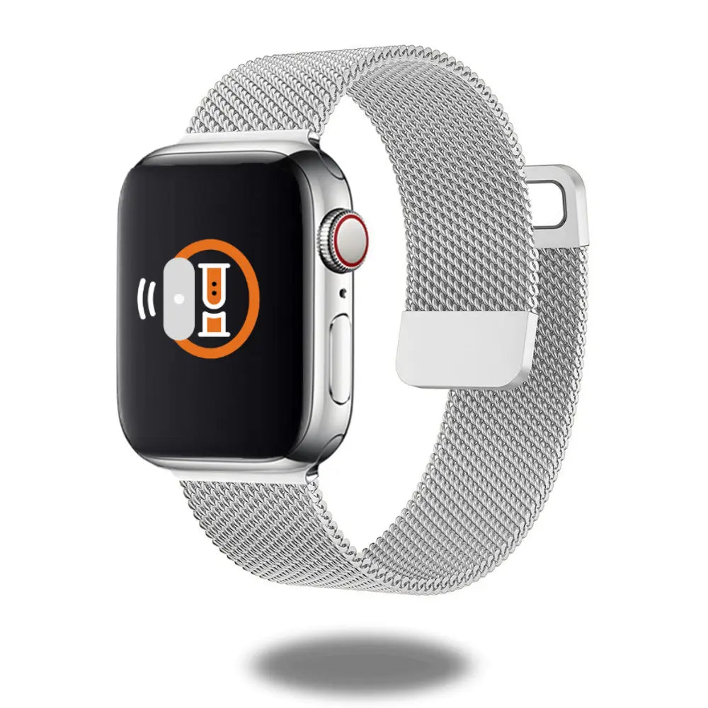 Double Magnetic Milanese Loop for Apple Watch, stainless steel mesh band, adjustable size, sturdy fit with no gap.
