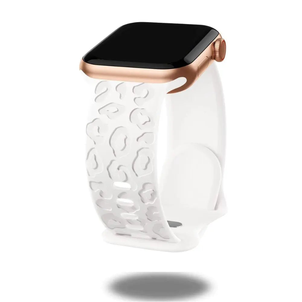 Engraved leopard's paws silicon band for Apple Watch, stylish and comfortable watch band.
