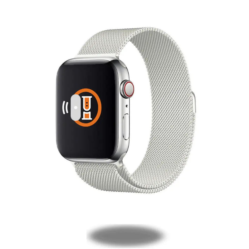 Metal Mesh Loop watch band showcasing modern design and adjustable fit in stainless steel, highlighted with a sleek space-black finish.