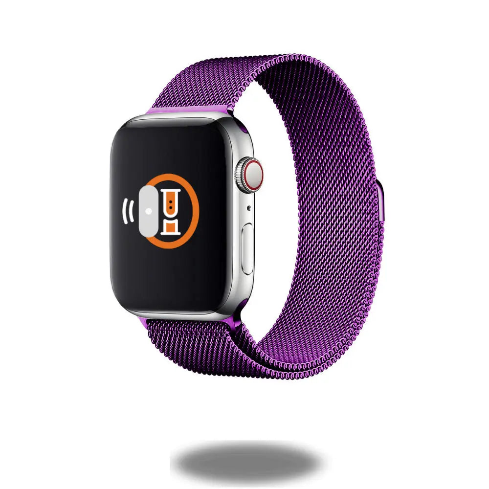 Metal Mesh Loop in purple, showcasing a sleek stainless steel design, ideal for modern style and a perfect fit.