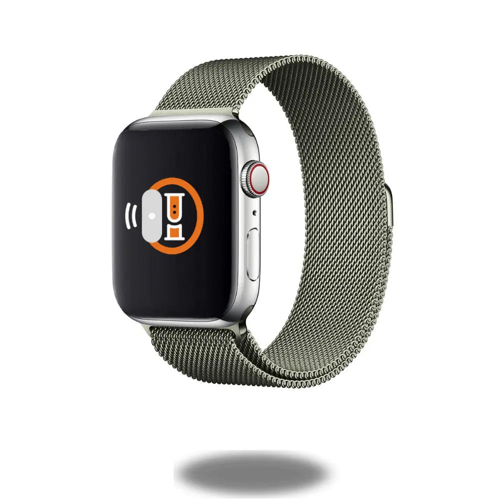 Metal Mesh Loop smartwatch with smooth stainless steel mesh, featuring a fully magnetic, adjustable Milanese design.