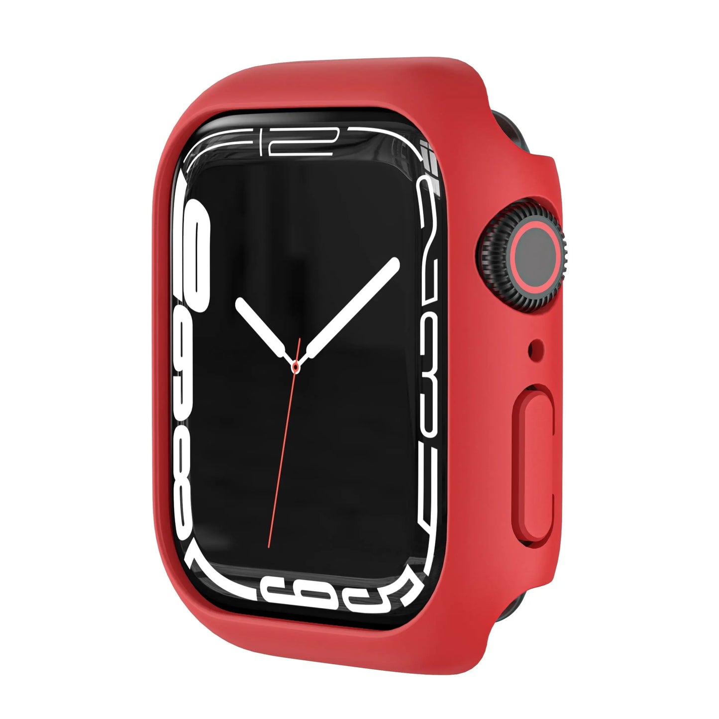 Protective PC bumper case for iWatch Series 9/8/7 in red, stylish, sleek design with precise cutouts and easy access.