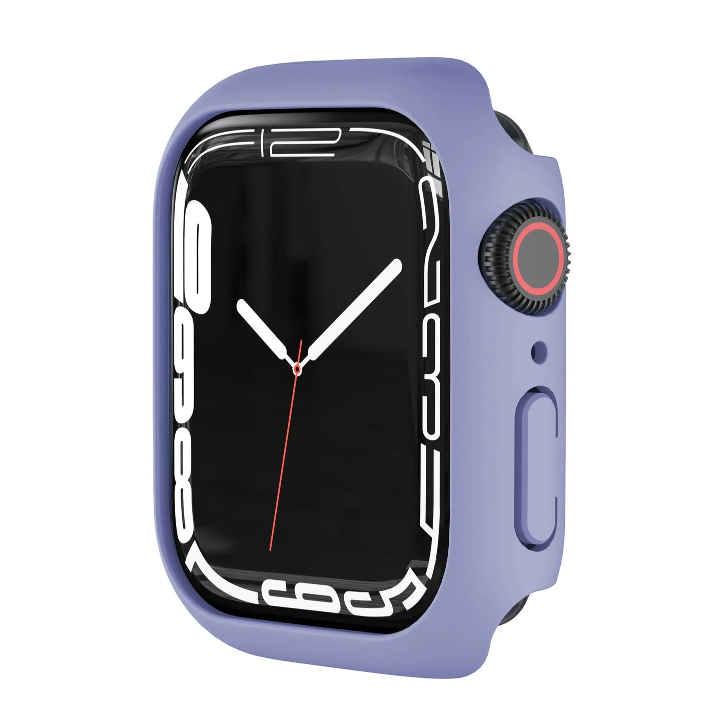 Protective PC bumper case for iWatch Series 9/8/7, slim purple design with precise cutouts for buttons, shockproof and washable.
