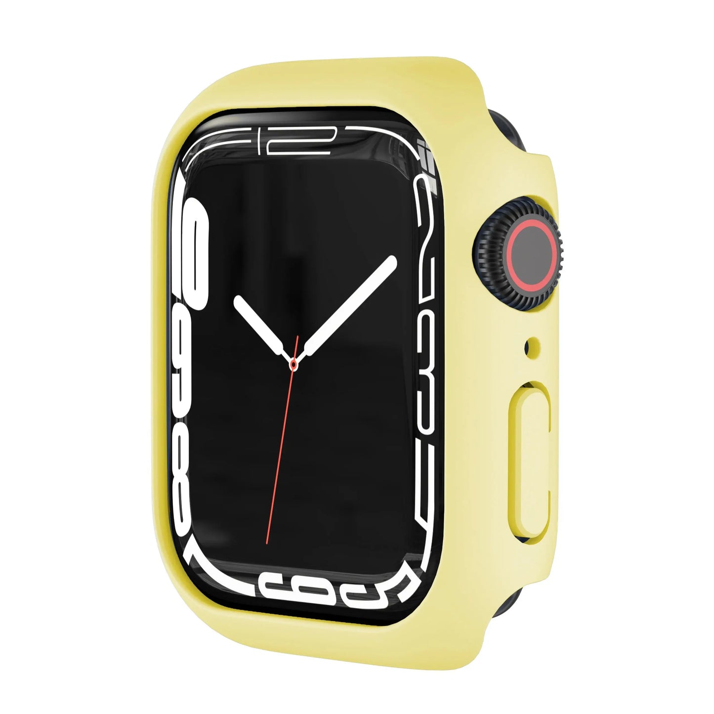 Stylish yellow protective bumper case for Apple Watch Series 9/8/7, offering shock protection and easy access to buttons.
