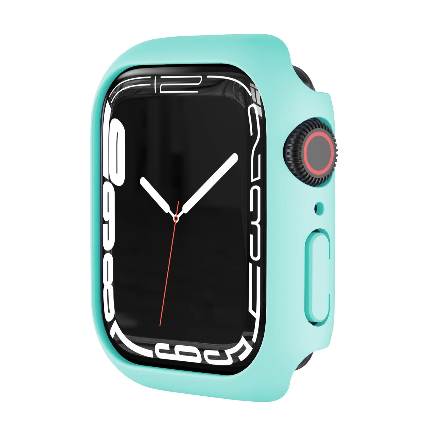 Stylish protective PC bumper case for iWatch Series 9/8/7 in turquoise, offering easy access and shock protection.