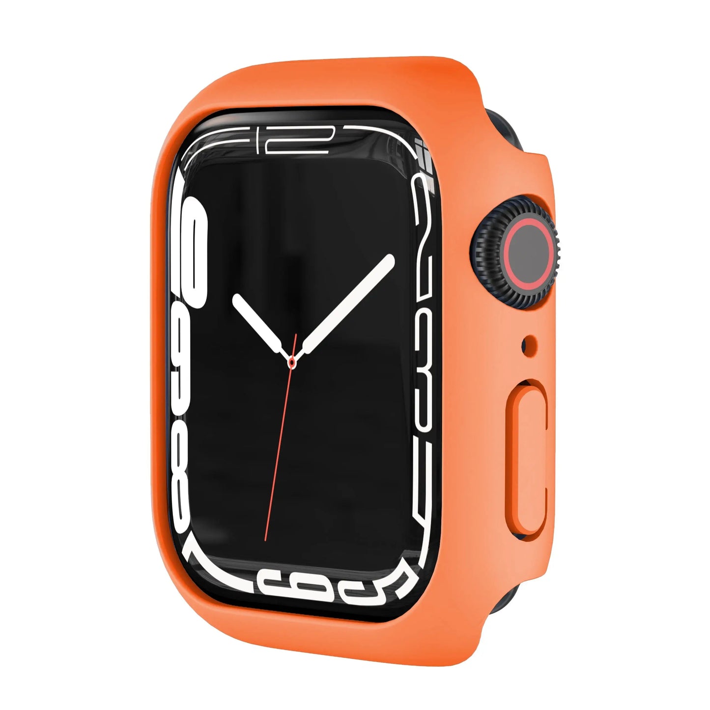 Stylish orange protective bumper case for iWatch Series 9/8/7, designed for durability and comfort while ensuring easy access to controls.