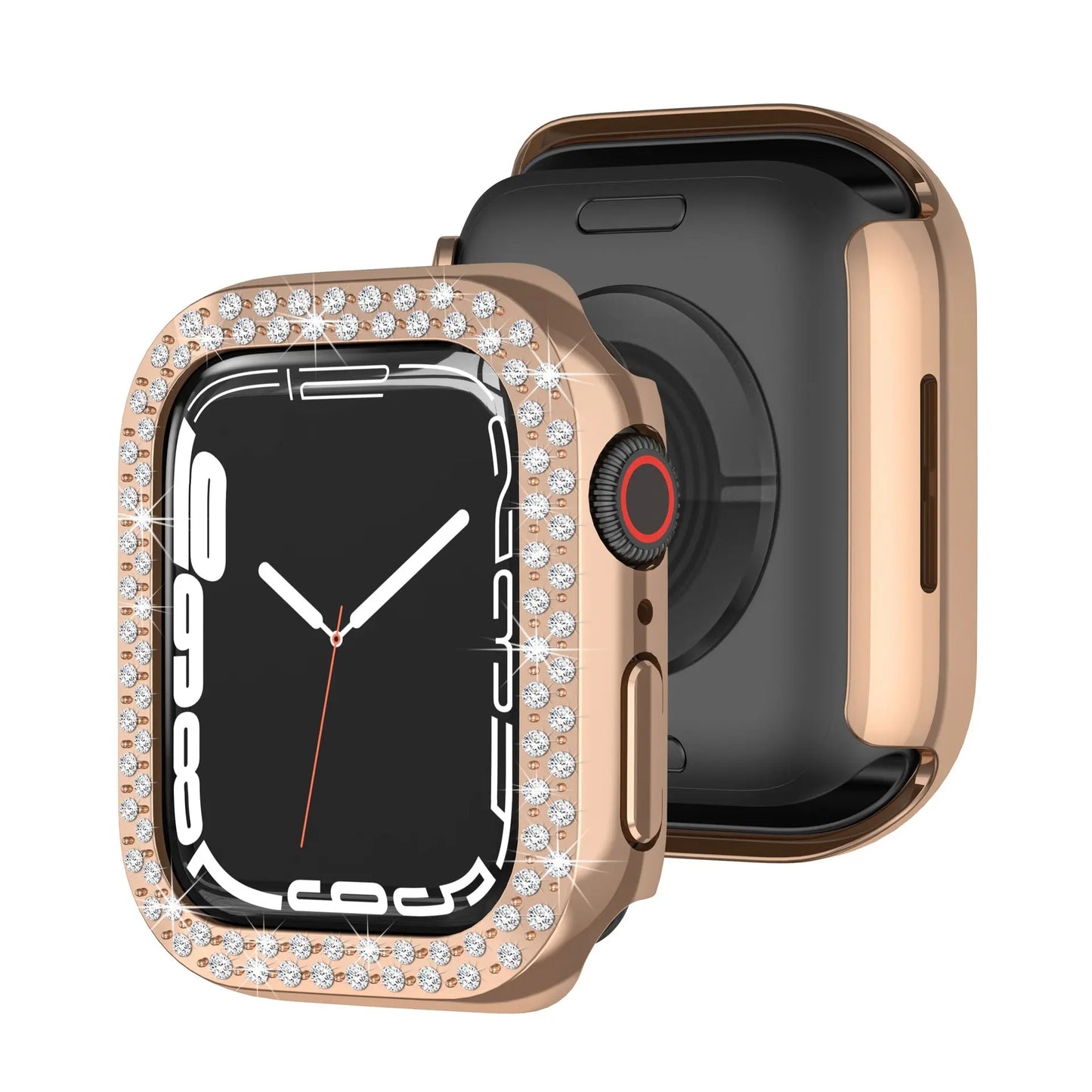 Rhinestones Sparkle PC Case for Apple Watch Series 9/8/7, featuring a stylish design and precise fit.