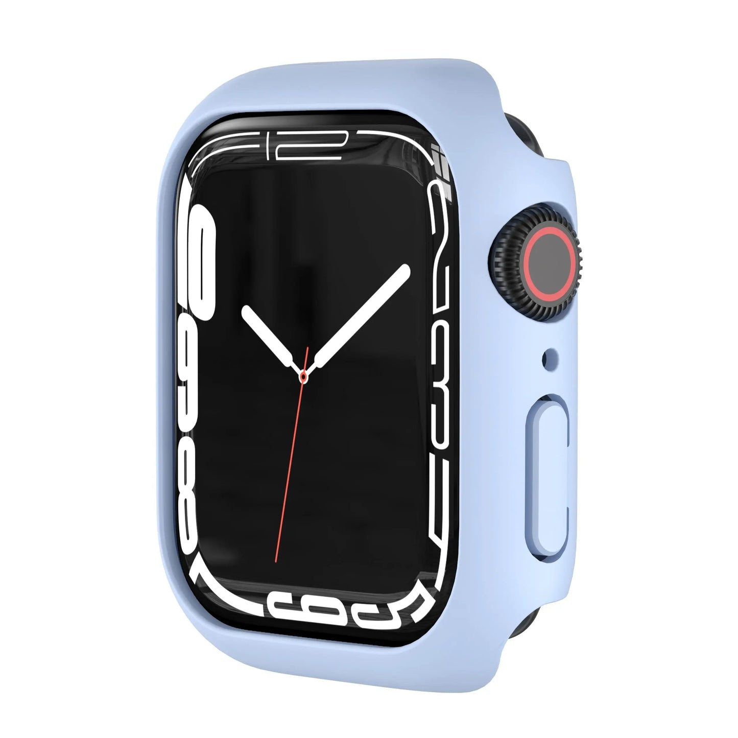 Protective PC bumper case for iWatch Series 9/8/7 in stylish light blue, offering durability and precise cutouts.