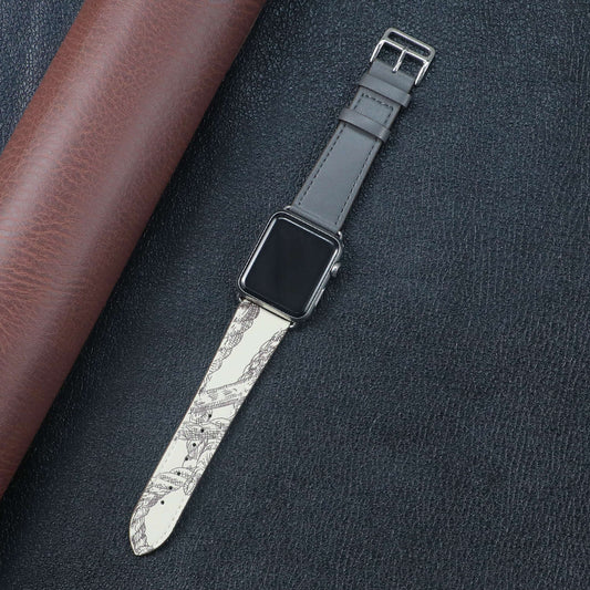 Classic single tour leather strap for Apple Watch, featuring vegetable-tanned leather and stainless steel adapter.