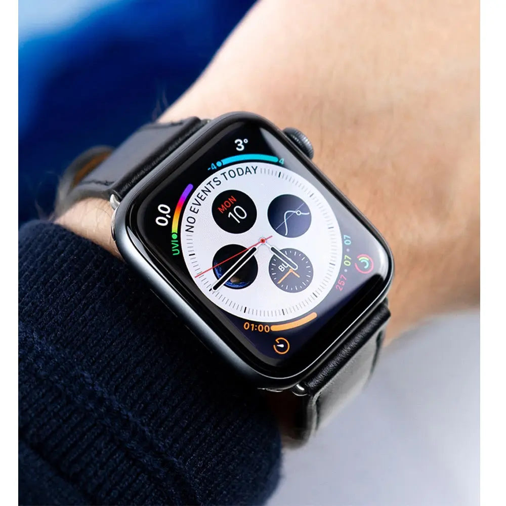 Apple Watch Series 7 displaying a watch face, protected by HD film screen protector for optimal clarity and visibility.