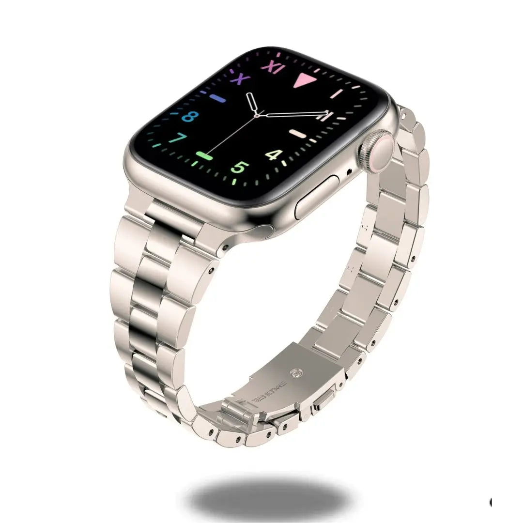 Luxury slim stainless steel bracelet for smartwatches, exquisite design with a sleek finish for a modern look.