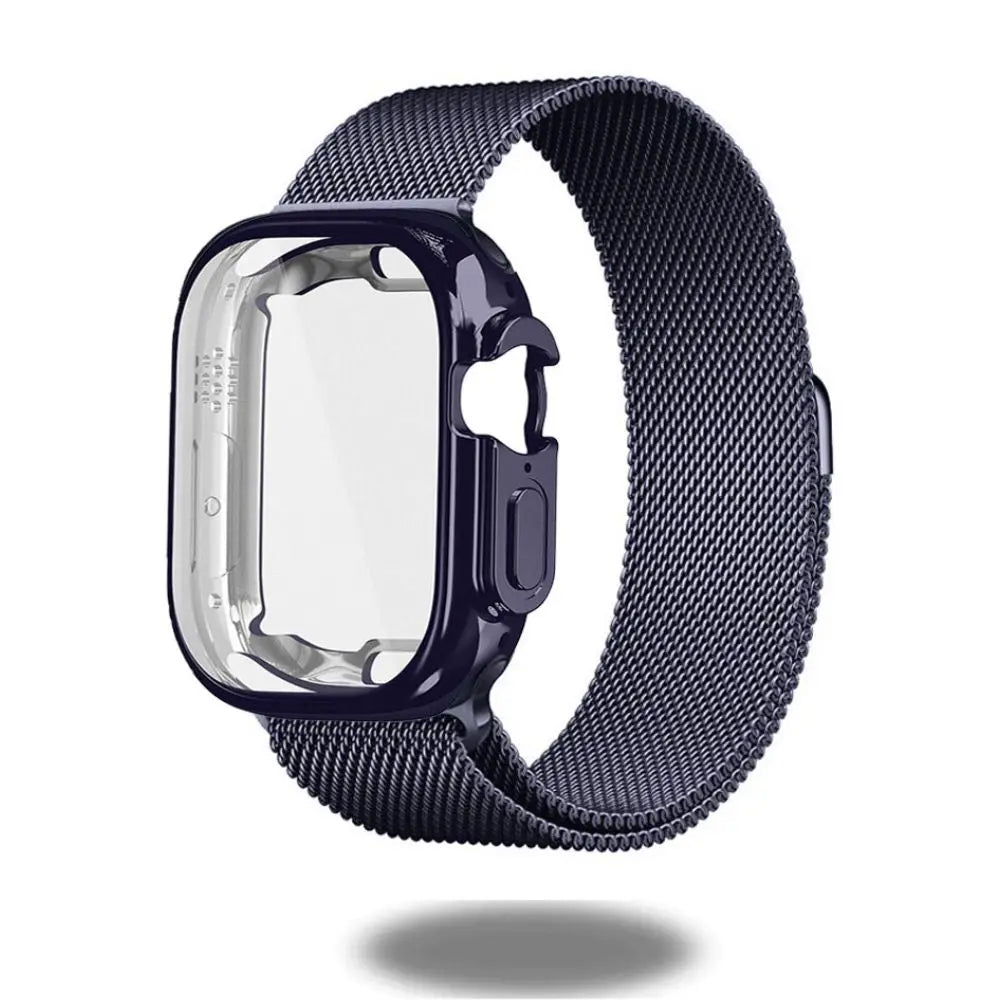 Metal Mesh Loop with TPU Case for Apple Watch Ultra 49mm, featuring a magnetic closure and sleek design.