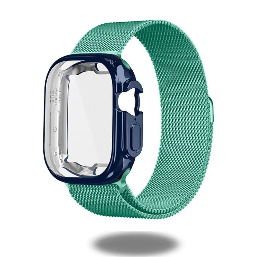 Metal Mesh Loop with TPU Case for Apple Watch Ultra, stylish and durable strap with magnetic closure.