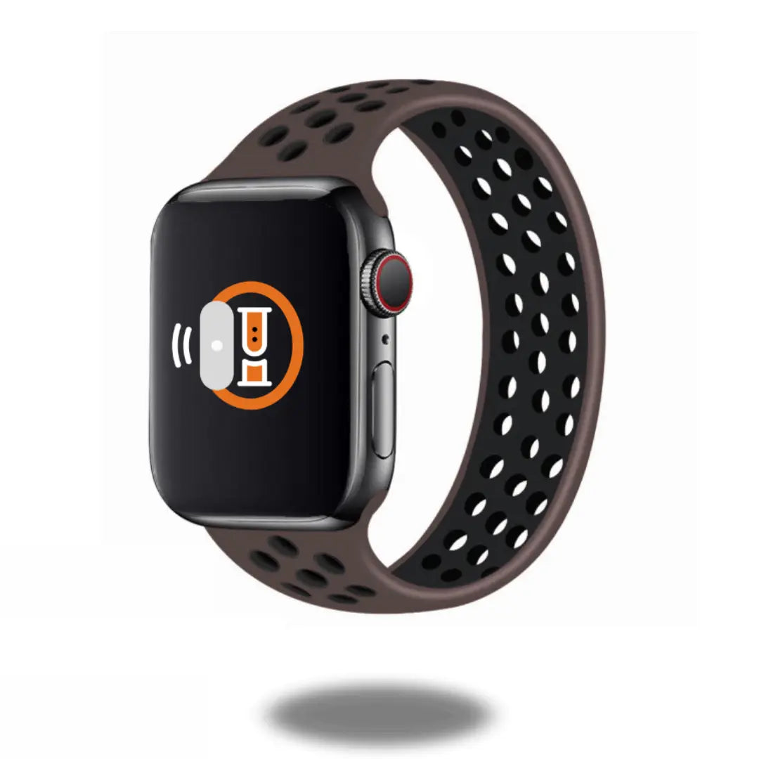 Apple Watch with Sport Silicon Solo Loop Band, featuring a breathable design and sleek finish for active lifestyles.