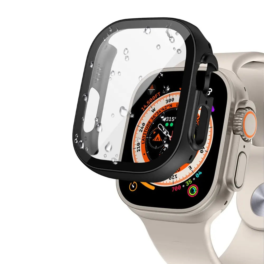 Superstylish water-resistant Apple Watch case with screen protector, ultra-thin PC design, full coverage against scratches.