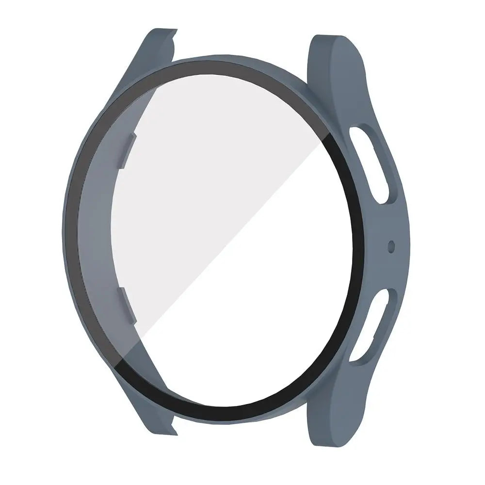 PC case and tempered glass protector for Samsung Galaxy Watch 5, offering 360-degree protection and scratch resistance.