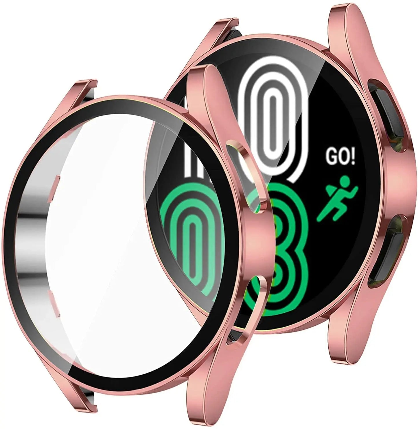 Samsung Galaxy Watch case with glass screen protector, sleek design, ideal for fitness tracking and durable protection.