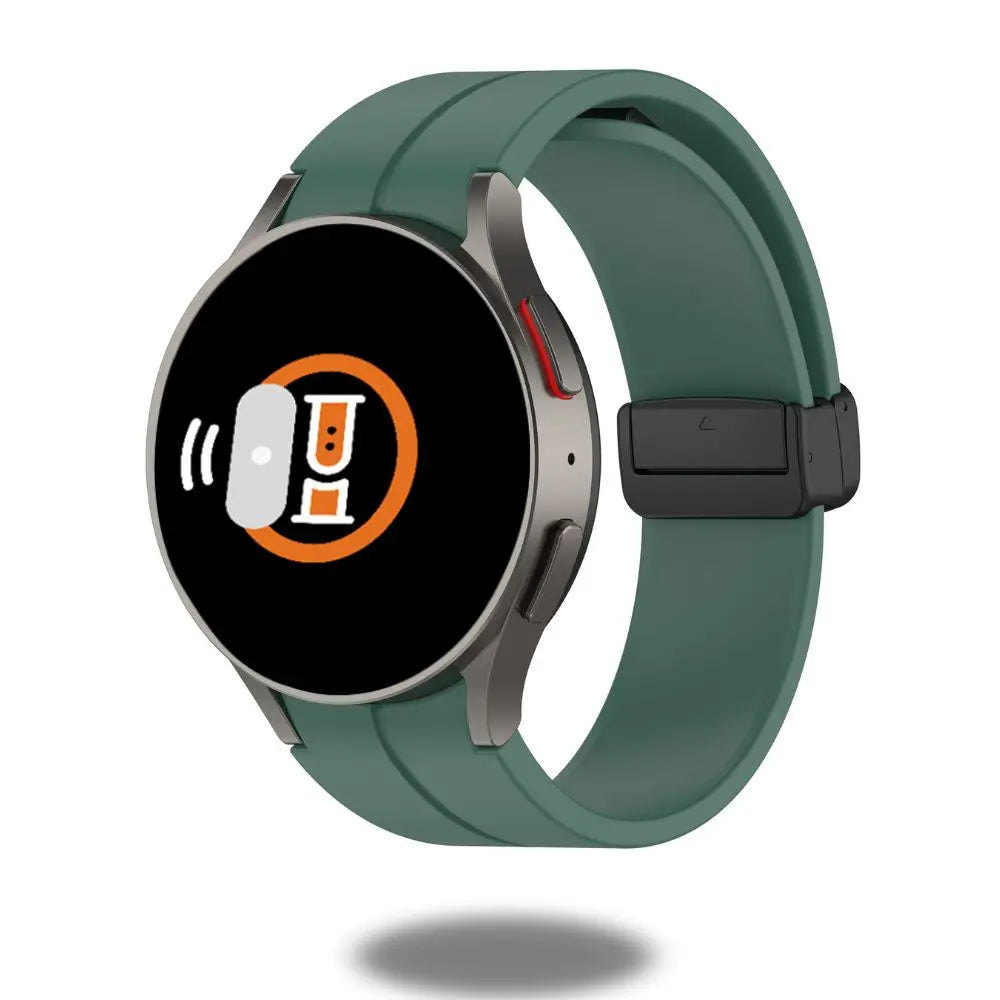 Silicon Magnetic Clasp Band for Samsung Galaxy Watch in green, showcasing a stylish and comfortable design.