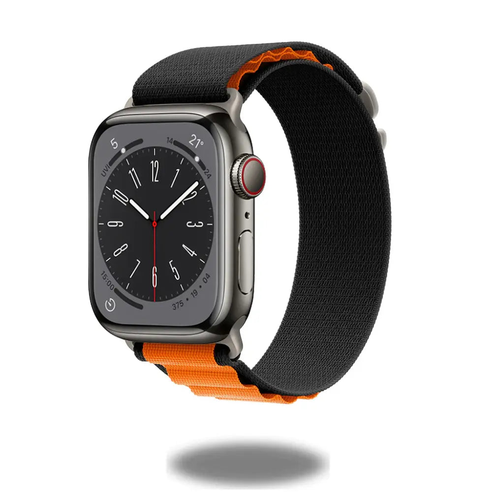 Alpo G Hook Band for athletes, featuring rugged Alpine Loop in black and orange, ideal for fitness and outdoor activities.
