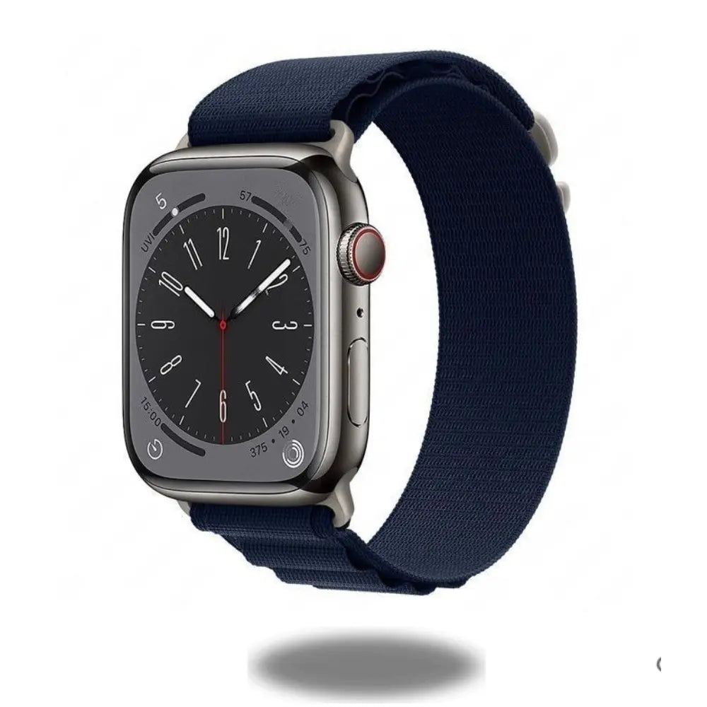 Alpo G Hook Band for athletes, rugged Alpine Loop textile strap for Apple Watch, ideal for fitness and outdoor activities.
