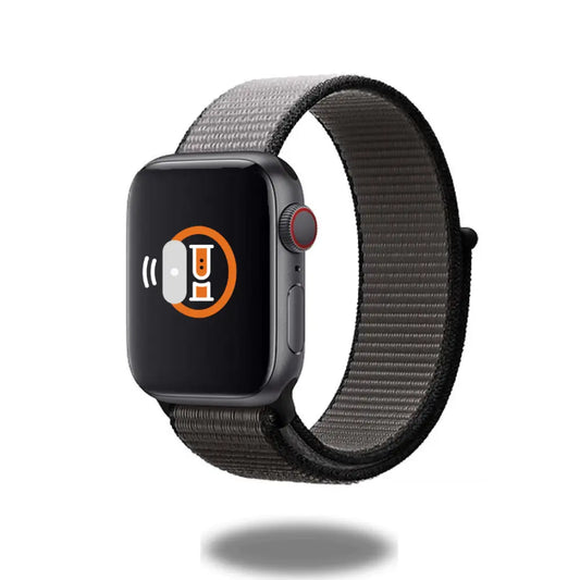 Sport Loop Bands for Apple Watch in two-tone design, comfortable woven nylon, compatible with 38mm/40mm/41mm wrist sizes.