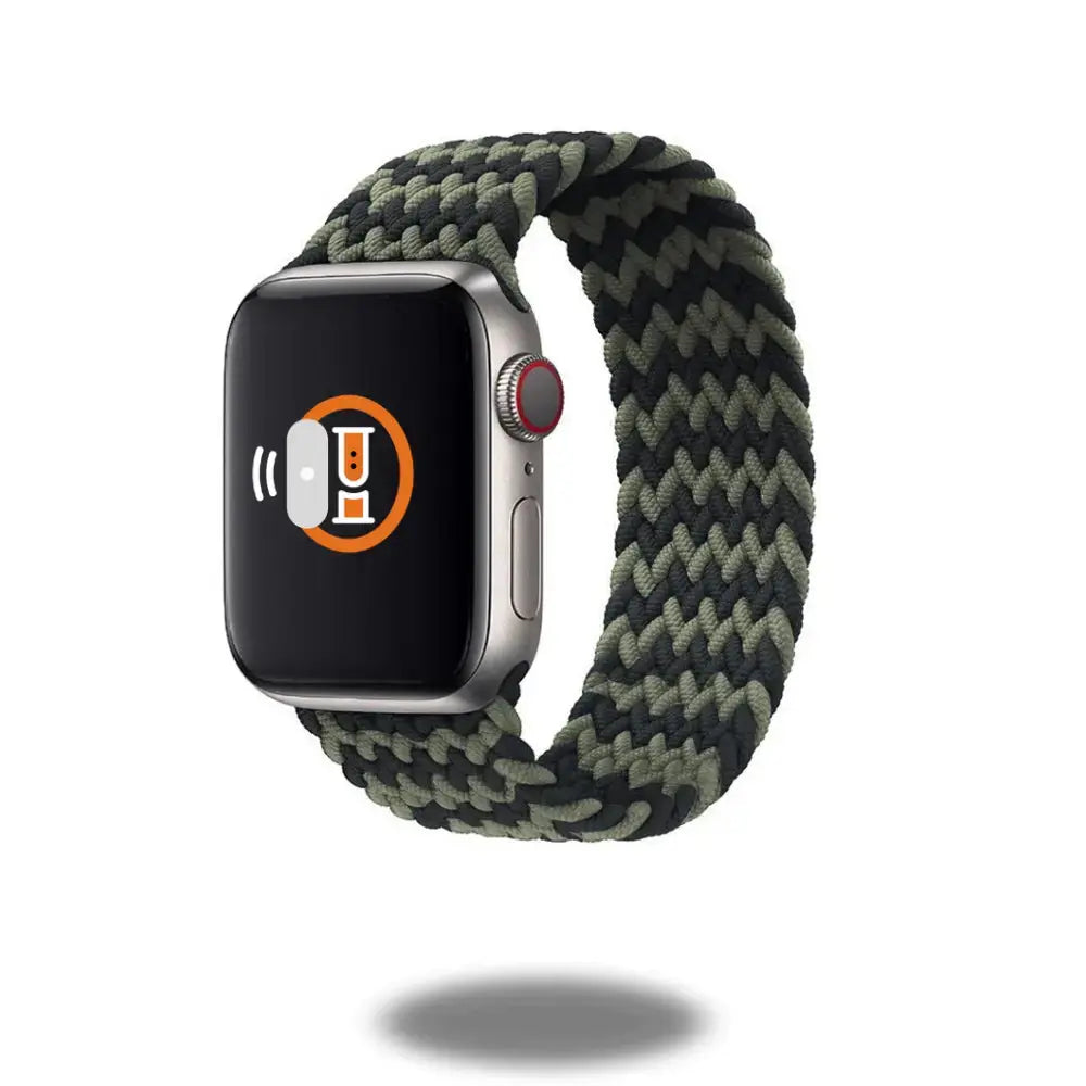 Braided Solo Loop Band for Apple Watch in green; stretchable, durable design perfect for daily wear and workouts.
