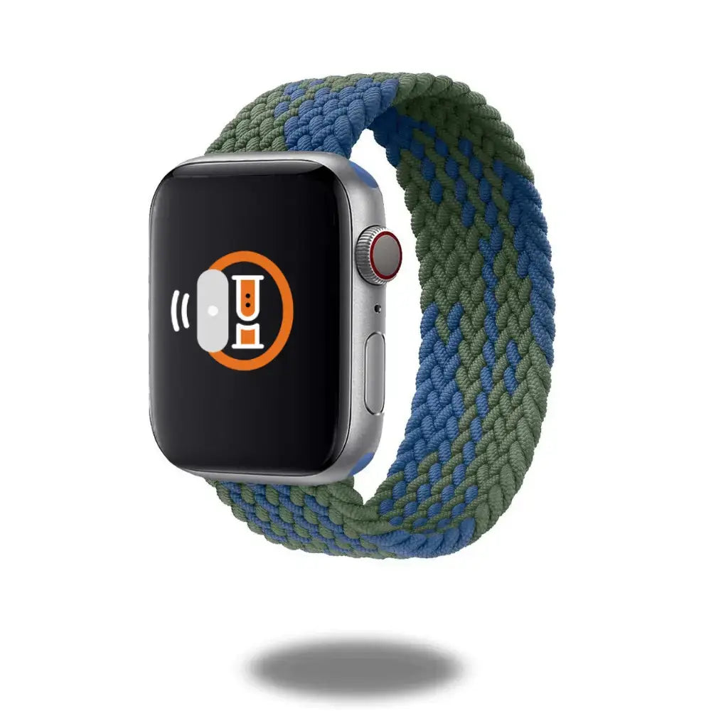 Braided Solo Loop Band for Apple Watch in blue and green, featuring a stylish design for comfort and durability.