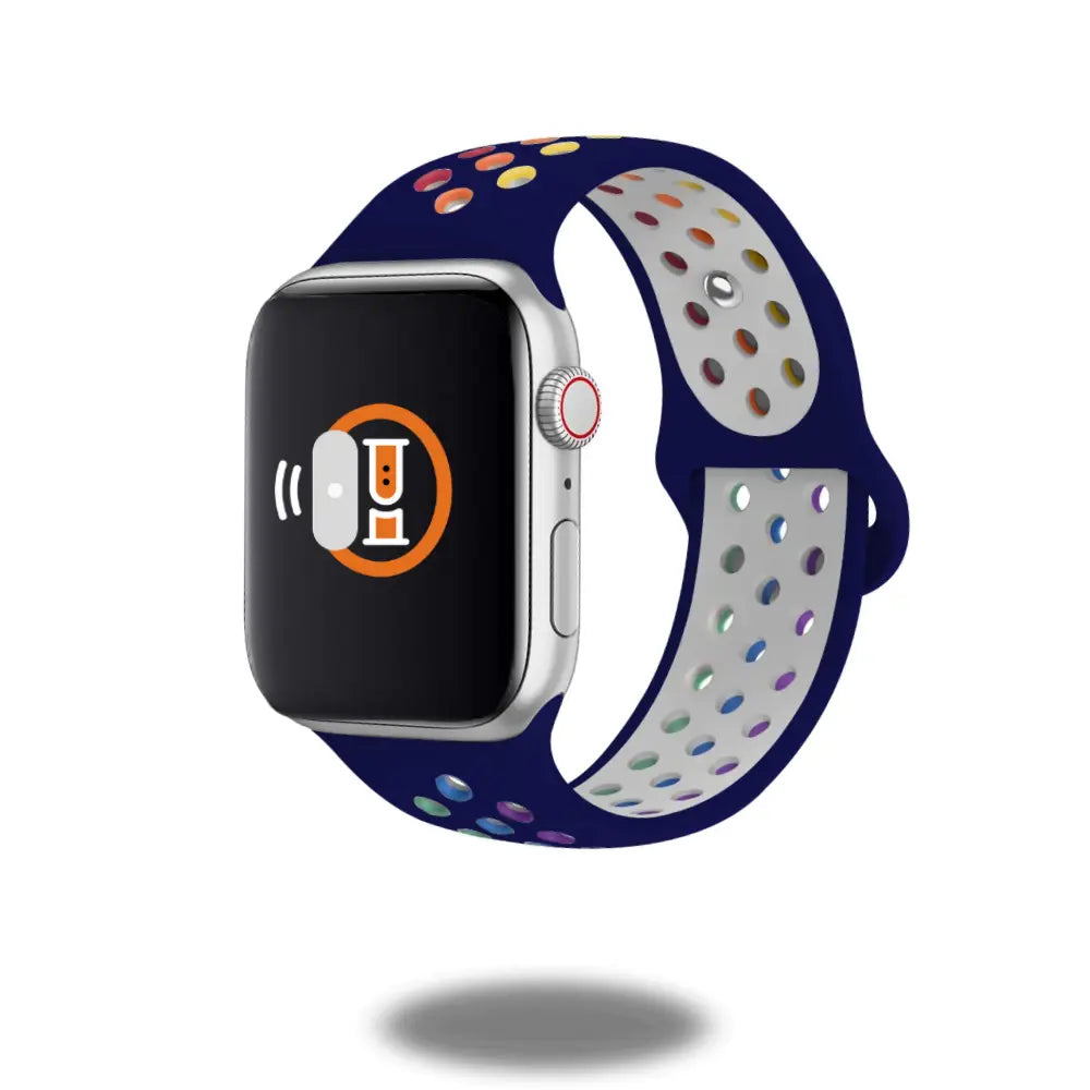 Silicon Sport Nike Style Band for Apple Watch in navy blue with breathable holes for better comfort and style.