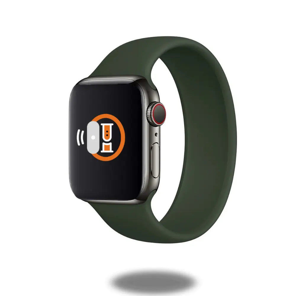 Silicon Solo Loop band on a smartwatch, featuring a stretchable, swim-proof design and smooth finish for ultimate comfort.