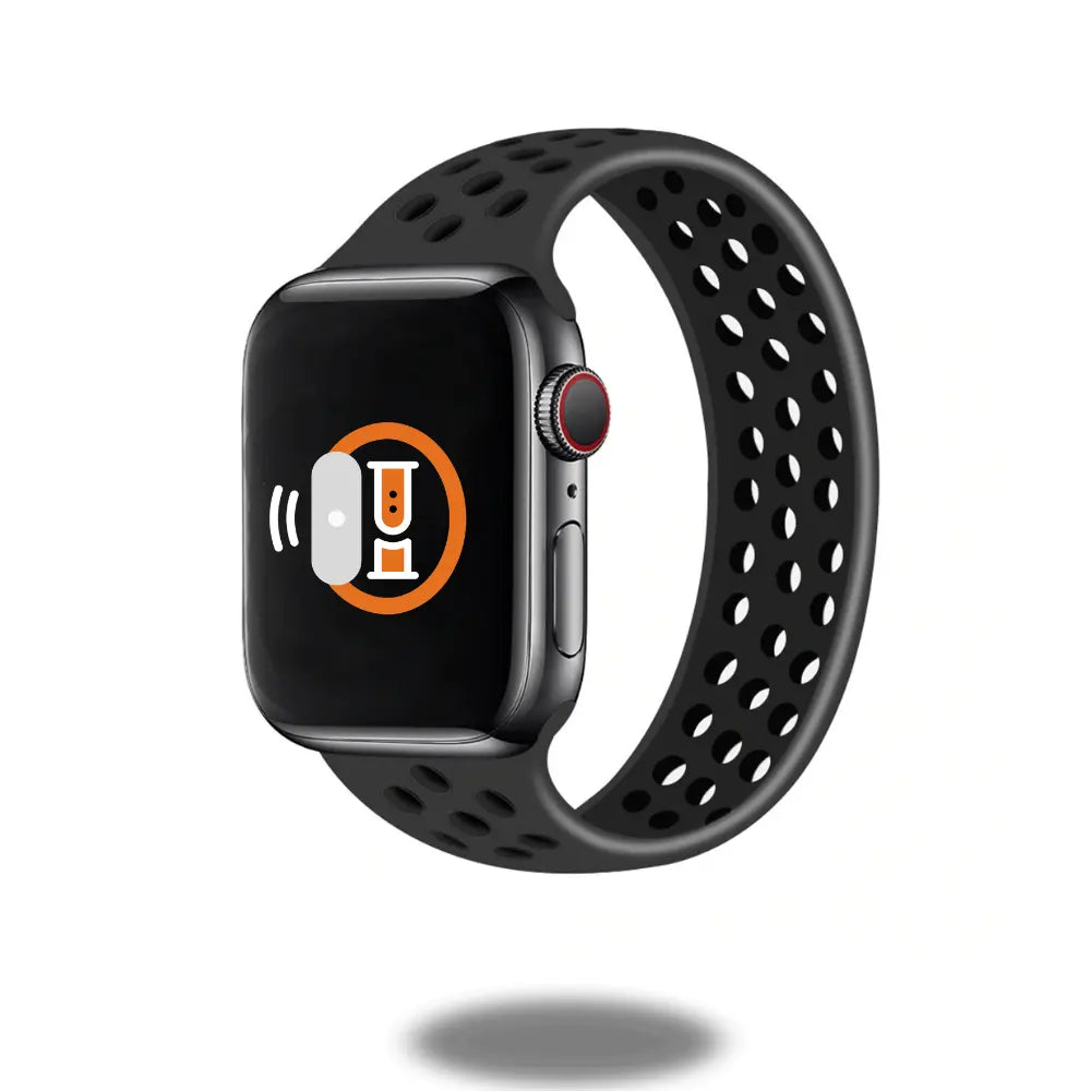 Sport Silicon Solo Loop Band displayed on Apple Watch with sleek, breathable design for style and comfort during activities.