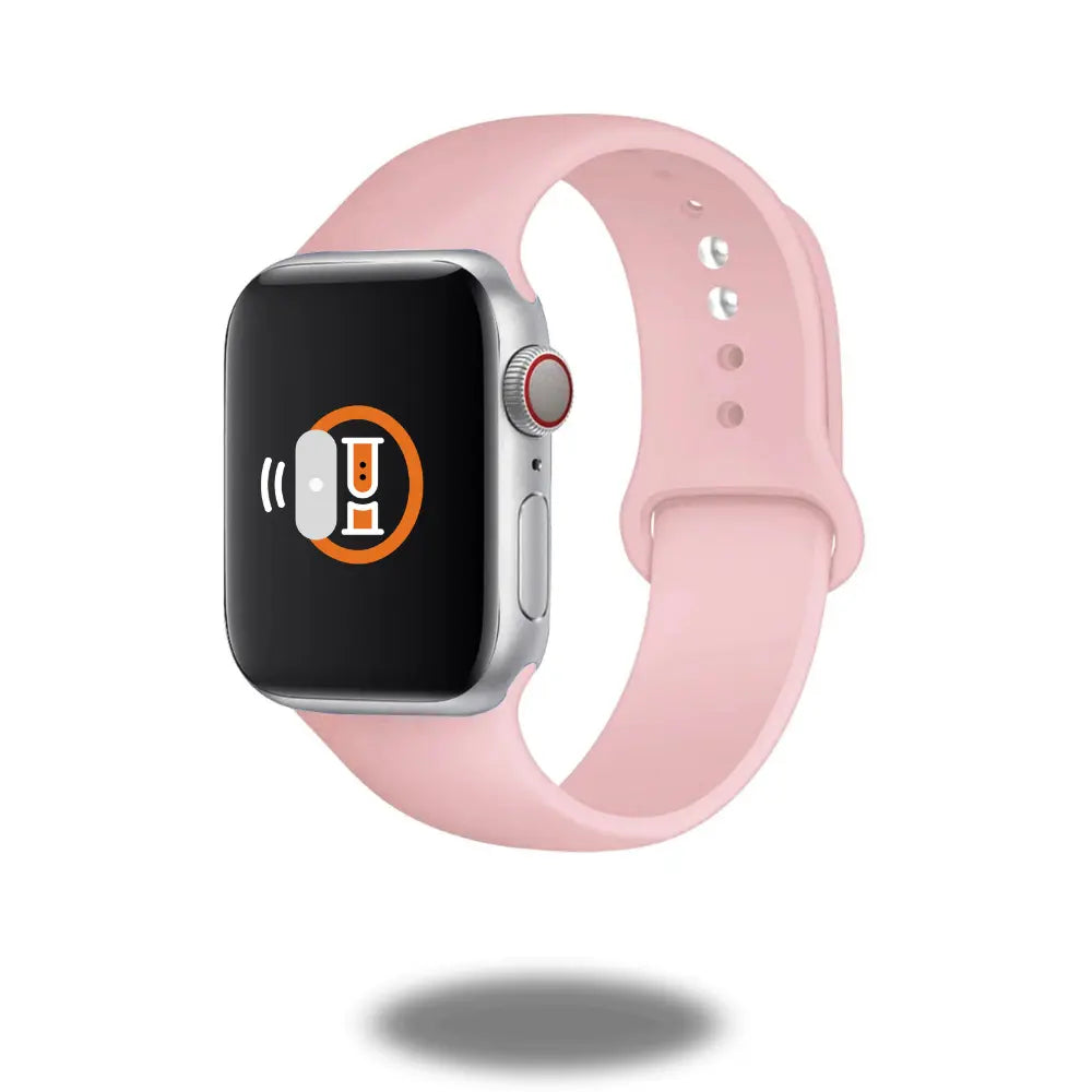 Pink classic silicone sports band for smartwatches, lightweight, breathable, and comfortable for active lifestyles.