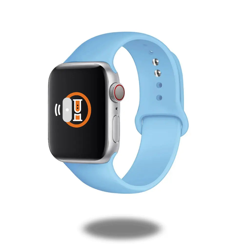 Classic silicon sports band in light blue for comfortable, skin-friendly wear for athletes.