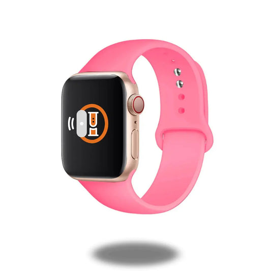 Classic silicon sports band in pink, lightweight and breathable, perfect for athletes and comfortable for all-day wear.