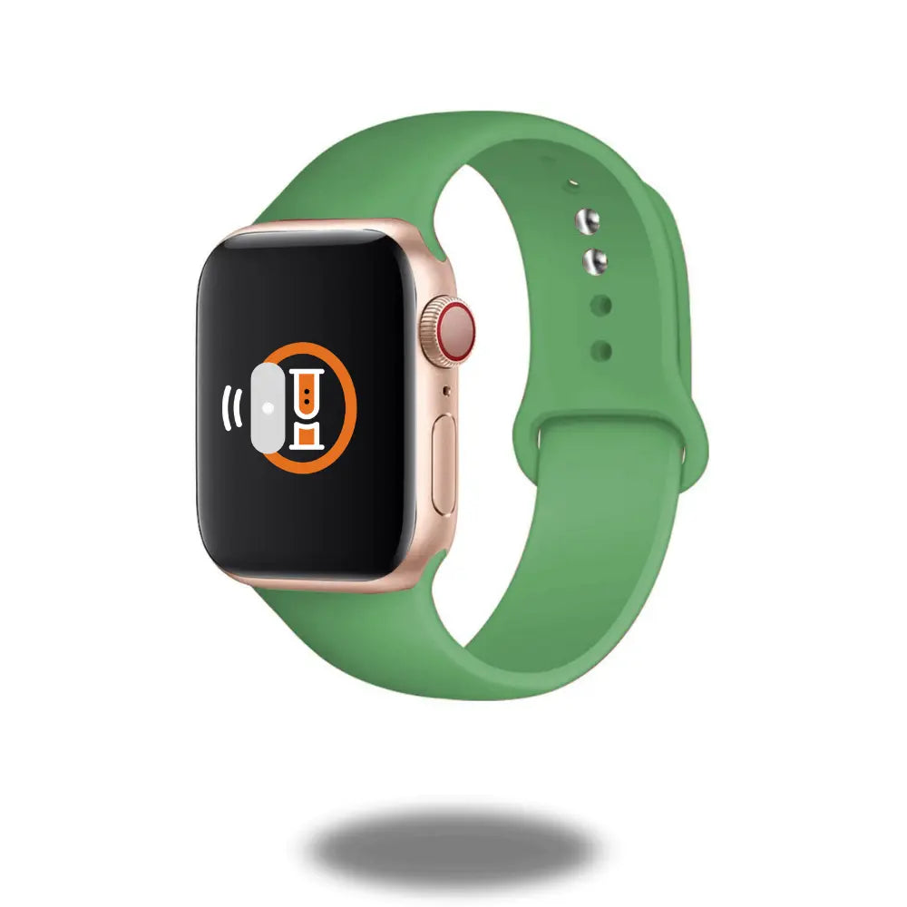 Classic Silicon Sports Band in green, lightweight, waterproof, and breathable for comfortable wrist wear.