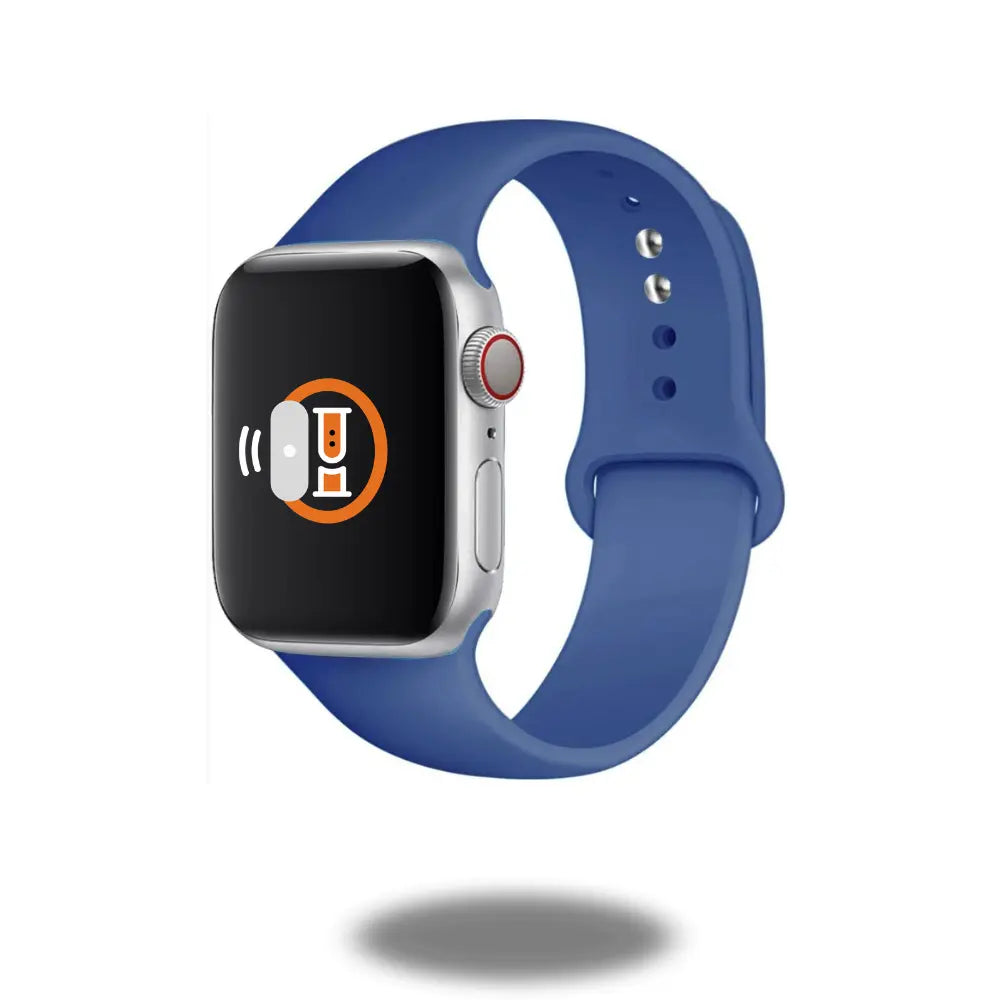 Classic silicon sports band for smartwatch in blue, lightweight, waterproof, and skin-friendly design, ideal for athletes.