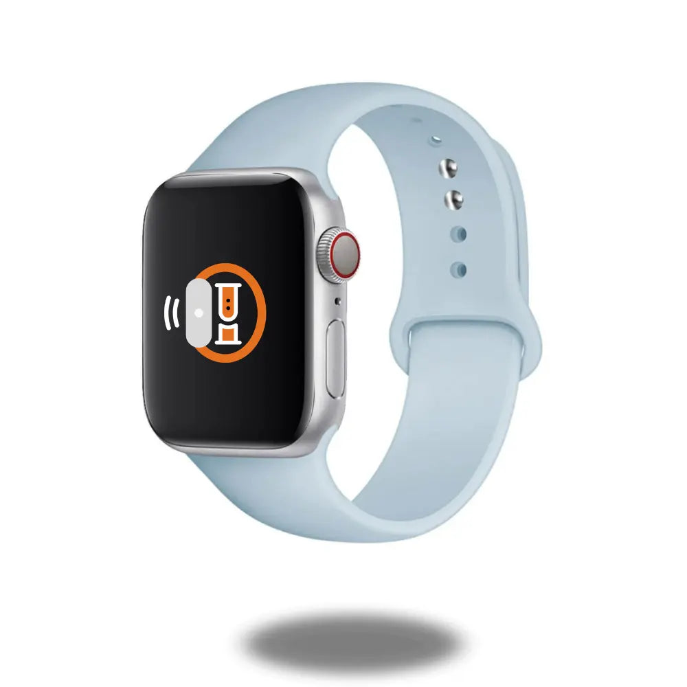 Classic Silicon Sports Band in light blue color for smartwatches, comfortable, waterproof, and skin-friendly design.
