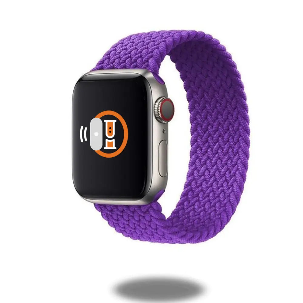 Stylish purple braided elastic band for Apple Watch, offering comfort and durability in a refreshed design.