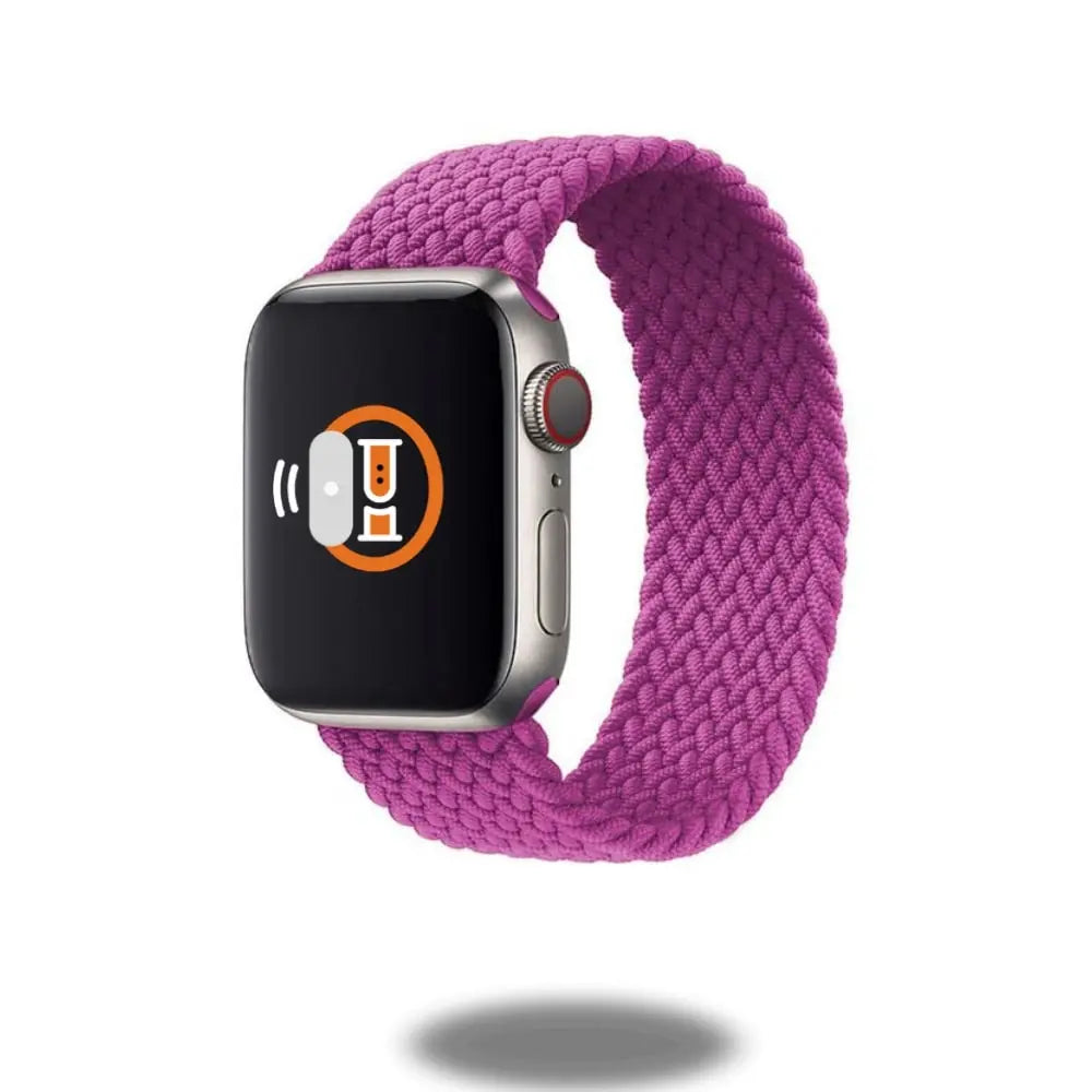 Braided elastic band for Apple Watch in vibrant pink, combining style and comfort for a refreshed look.