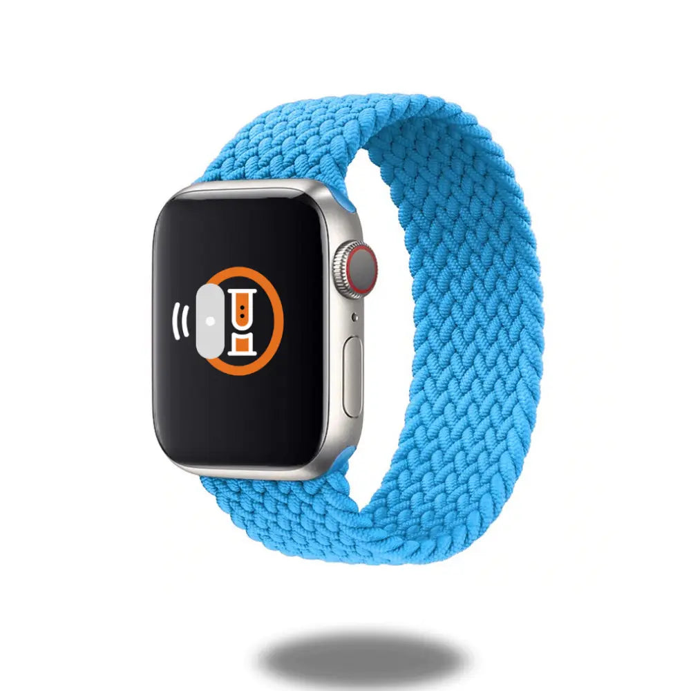 Braided elastic band for Apple Watch in blue, featuring stylish and comfortable solo loop design.