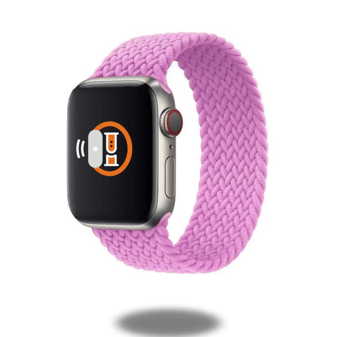 Braided elastic bands for Apple Watch in pink, featuring stylish and comfortable design from high-quality nylon.