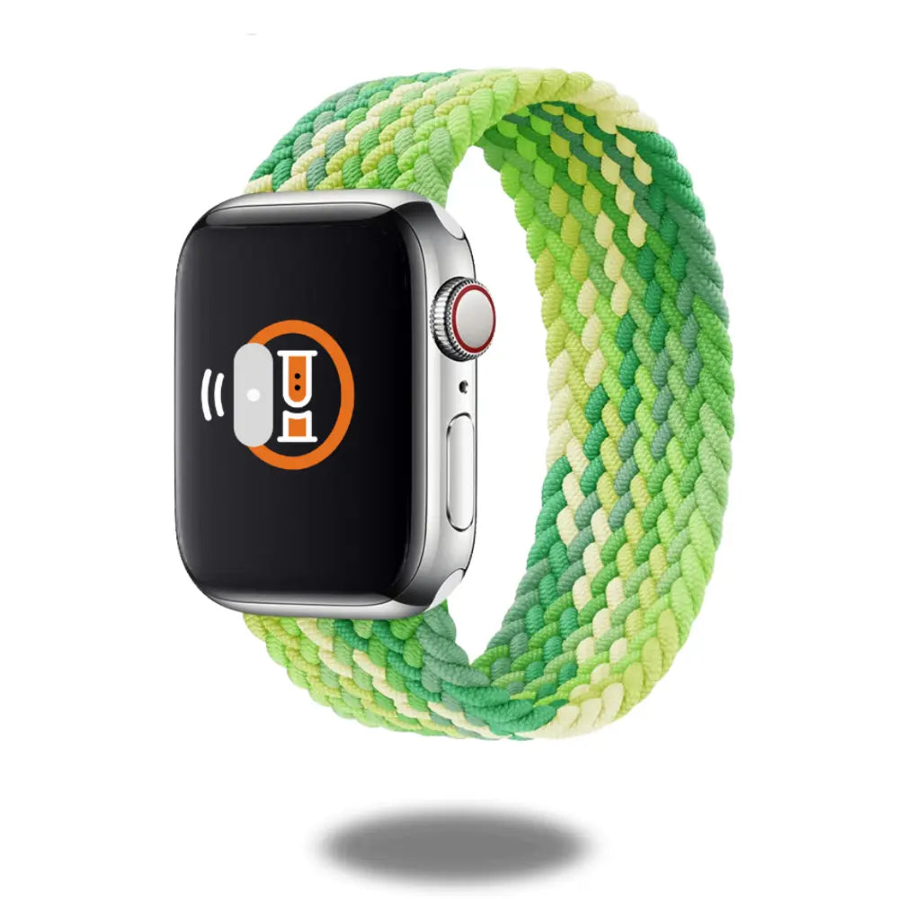 Braided elastic band in vibrant fruit punch colors, perfect for Apple Watch; stylish, stretchable, and comfortable design.