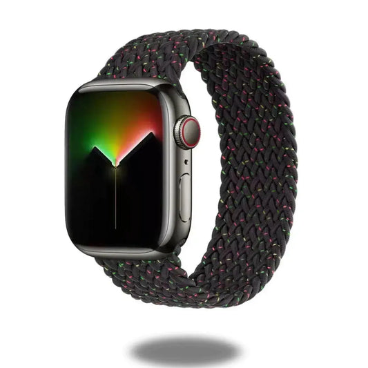 Braided Solo Loop Band for Apple Watch in black and red, showcasing durability and comfort for everyday wear at TrendyStraps.