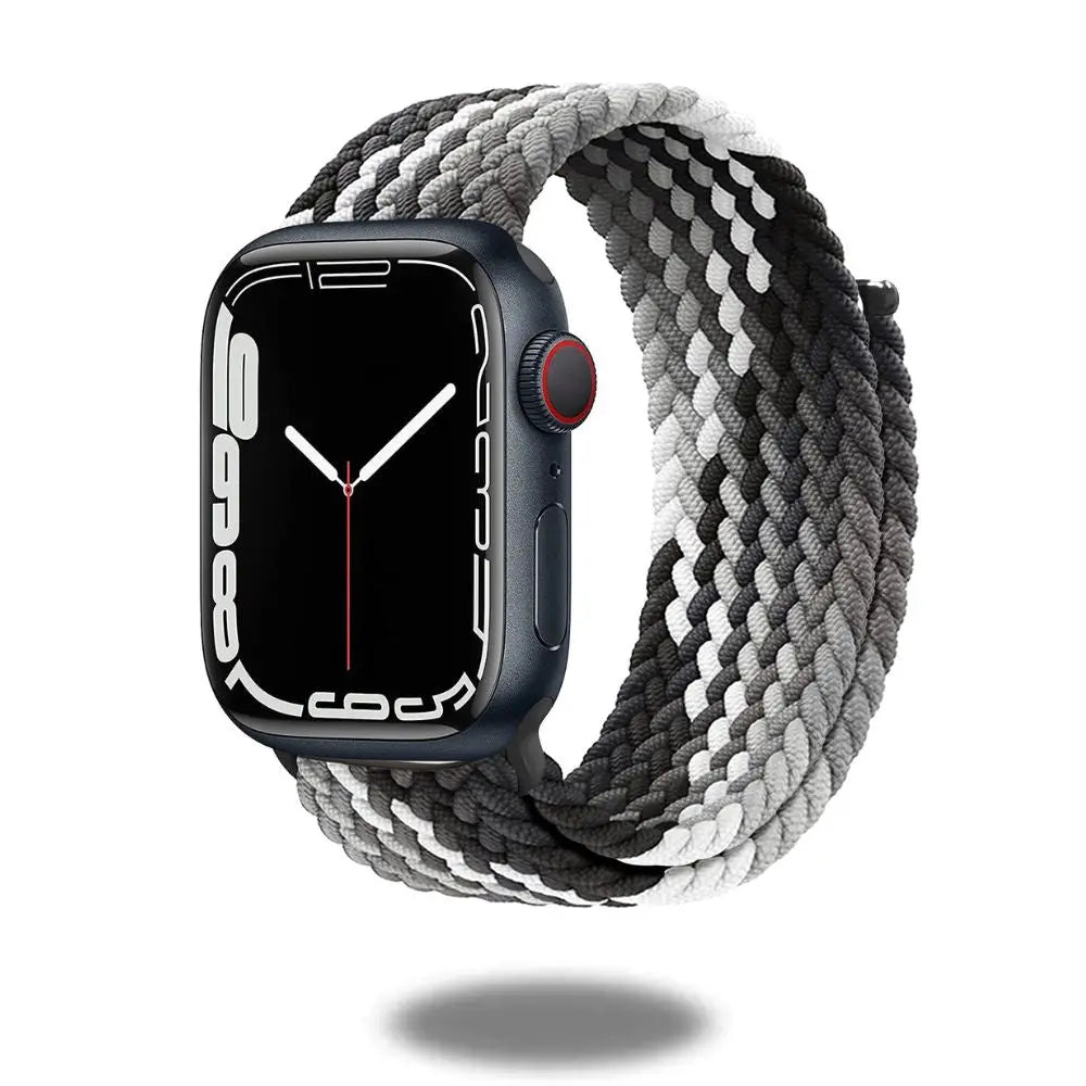 Braided sports band for watches, super stretchy and adjustable with strong velcro, suitable for exercise.