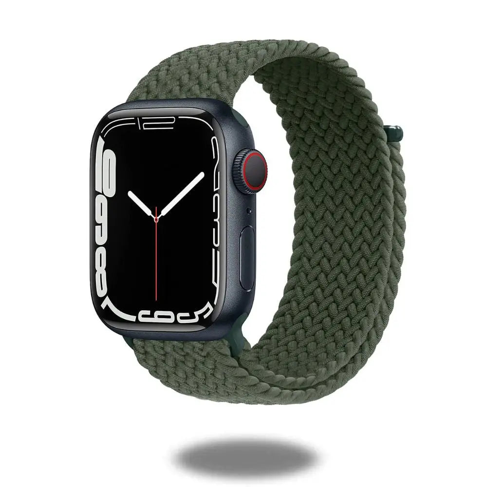 Braided sports bands for watches, featuring super stretchy elastic and adjustable velcro for comfort during exercise.
