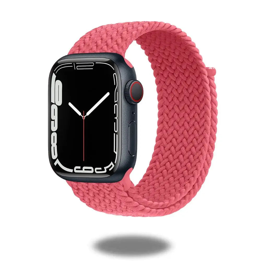 Braided sports band in pink, stretchy and adjustable for comfort, perfect alternative for exercise wristbands.