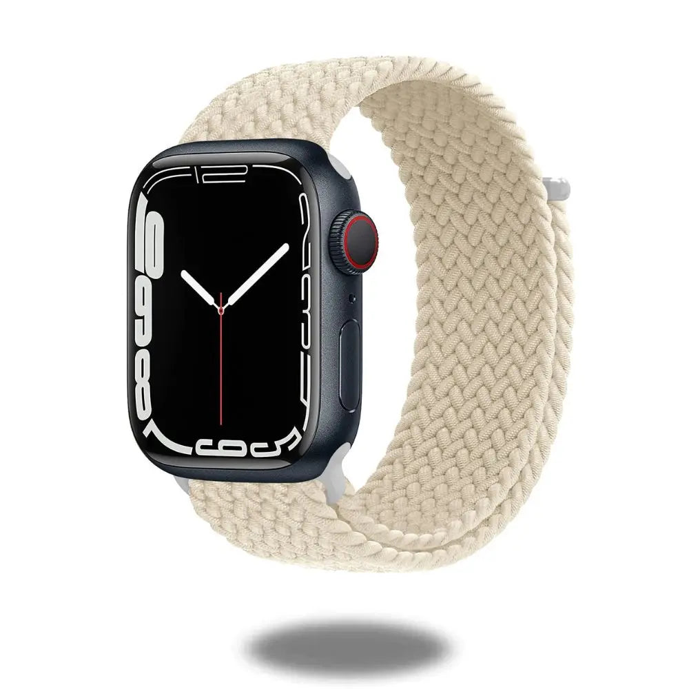 Braided sports band for watches, super stretchy and adjustable, perfect alternative to silicone for exercise.